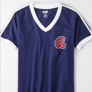Women's Atlanta Braves V-Neck Ringer T-Shirt
